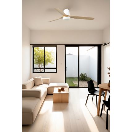 FARO 33829WT-1TW - LED Reguliuojamas lubinis ventiliatorius PUNT TUB M LED/18W/230V 3000/4200/6500K ruda/balta diametras 132 cm Wi-Fi Tuya + nuotolinio valdymo pultas