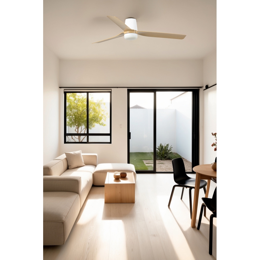 FARO 33829WT-1TW - LED Reguliuojamas lubinis ventiliatorius PUNT TUB M LED/18W/230V 3000/4200/6500K ruda/balta diametras 132 cm Wi-Fi Tuya + nuotolinio valdymo pultas