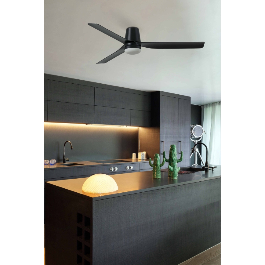 FARO 33830WT-1TW - LED Reguliuojamas lubinis ventiliatorius PUNT TUB M LED/18W/230V 3000/4200/6500K juoda diametras 132 cm Wi-Fi Tuya + nuotolinio valdymo pultas