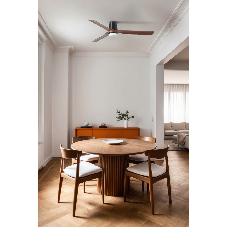 FARO 33831WT-1TW - LED Reguliuojamas lubinis ventiliatorius PUNT TUB M LED/18W/230V 3000/4200/6500K ruda/juoda diametras 132 cm Wi-Fi Tuya + nuotolinio valdymo pultas