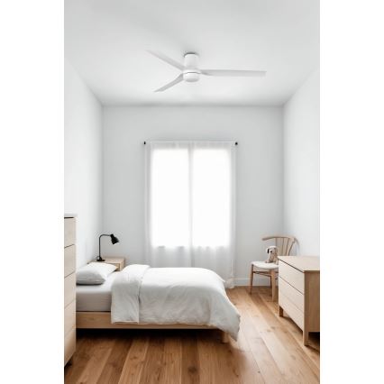 FARO 33832WT-1TW - LED Reguliuojamas lubinis ventiliatorius MINI PUNT TUB S LED/10W/230V 2700/4000/6000K balta diametras 90 cm Wi-Fi Tuya + nuotolinio valdymo pultas