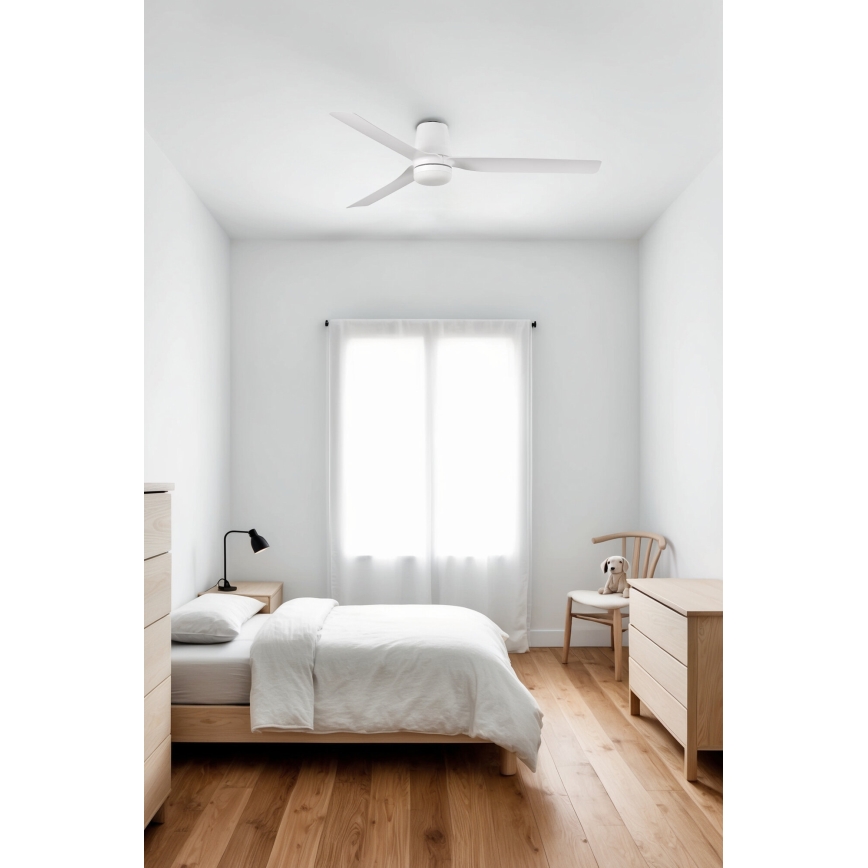FARO 33832WT-1TW - LED Reguliuojamas lubinis ventiliatorius MINI PUNT TUB S LED/10W/230V 2700/4000/6000K balta diametras 90 cm Wi-Fi Tuya + nuotolinio valdymo pultas
