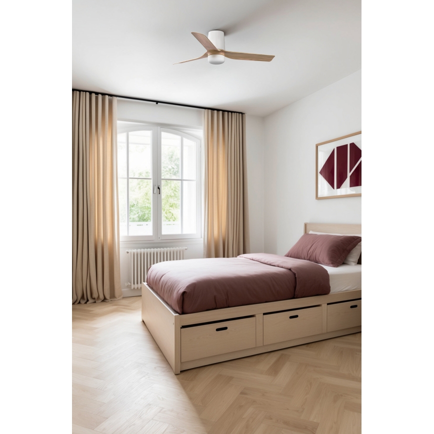 FARO 33833WT-1TW - LED Reguliuojamas lubinis ventiliatorius MINI PUNT TUB S LED/10W/230V 2700/4000/6000K ruda/balta diametras 90 cm Wi-Fi Tuya + nuotolinio valdymo pultas