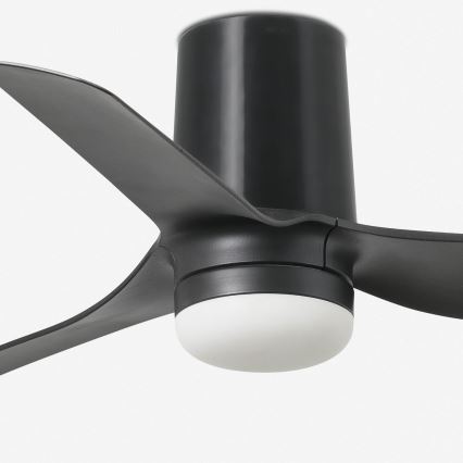 FARO 33834-1TW - reguliuojamas LED lubinis ventiliatorius MINI PUNT TUB su LED/10W/230V, 2700/3000/4000K, skersmuo 90 cm, juodas + nuotolinis valdymas