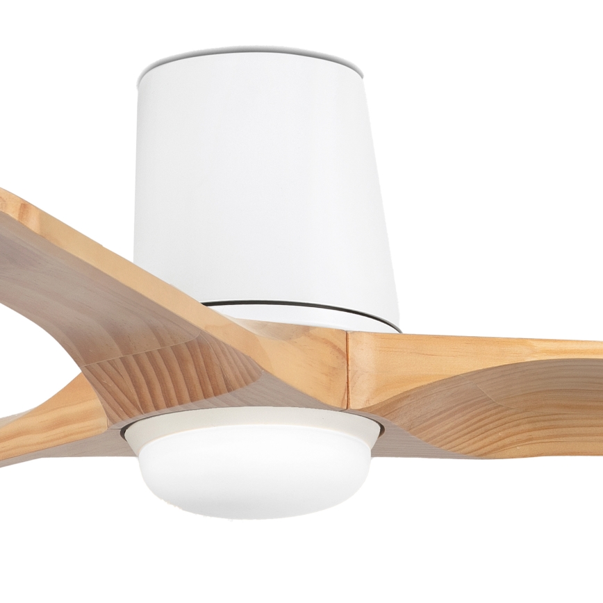 FARO 33836-1TW - reguliuojamas LED lubinis ventiliatorius HEYWOOD TUB S LED/10W/230V 2700/3000/4000K pušis/balta Ø 90 cm + nuotolinis valdymas