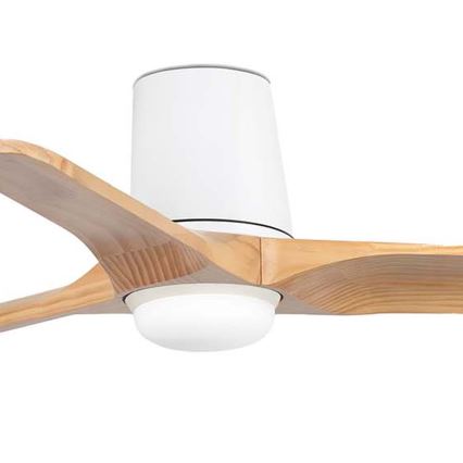 FARO 33836WT-1TW - LED Reguliuojamas lubinis ventiliatorius HEYWOOD TUB S LED/10W/230V 2700/4000/6000K pušis/balta diametras 90 cm Wi-Fi Tuya + nuotolinio valdymo pultas