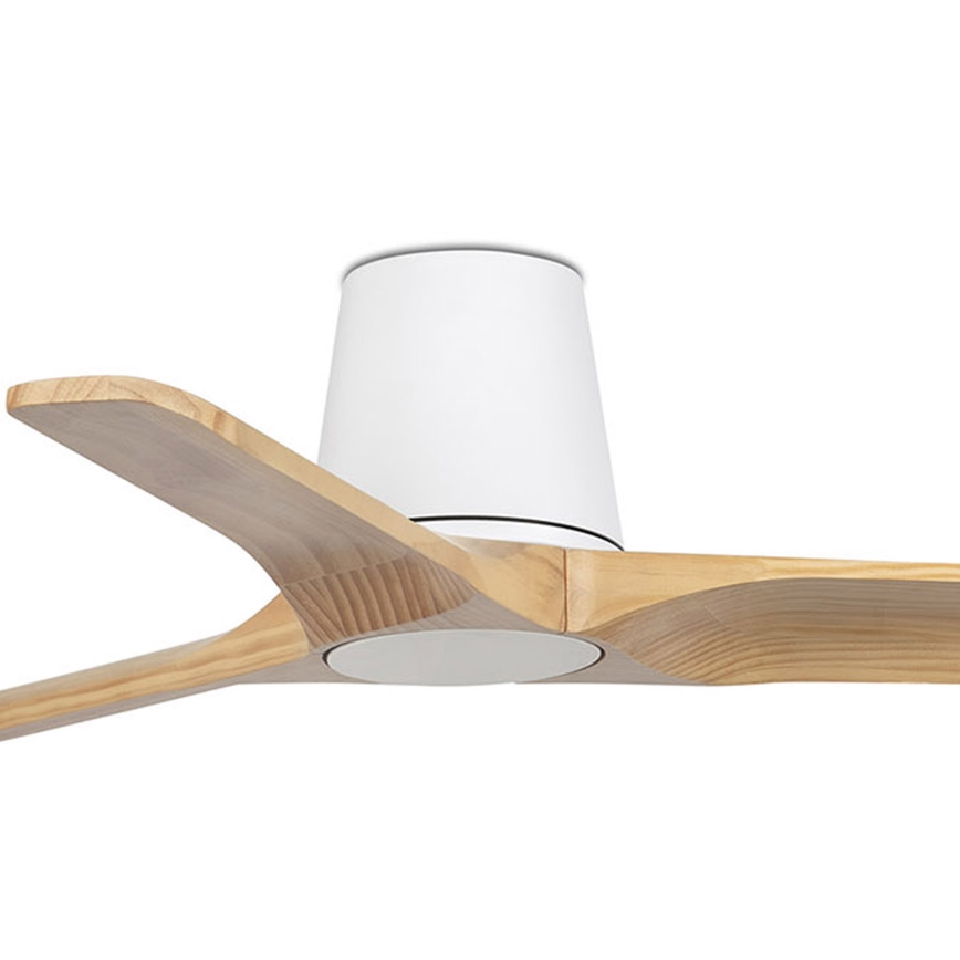 FARO 33836WT - Lubinis ventiliatorius HEYWOOD TUB S pušis/balta diametras 90 cm Wi-Fi Tuya + nuotolinio valdymo pultas