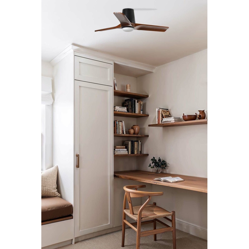 FARO 33837WT-1TW - LED Reguliuojamas lubinis ventiliatorius HEYWOOD TUB S LED/10W/230V 2700/4000/6000K pušis/balta diametras 90 cm Wi-Fi Tuya + nuotolinio valdymo pultas