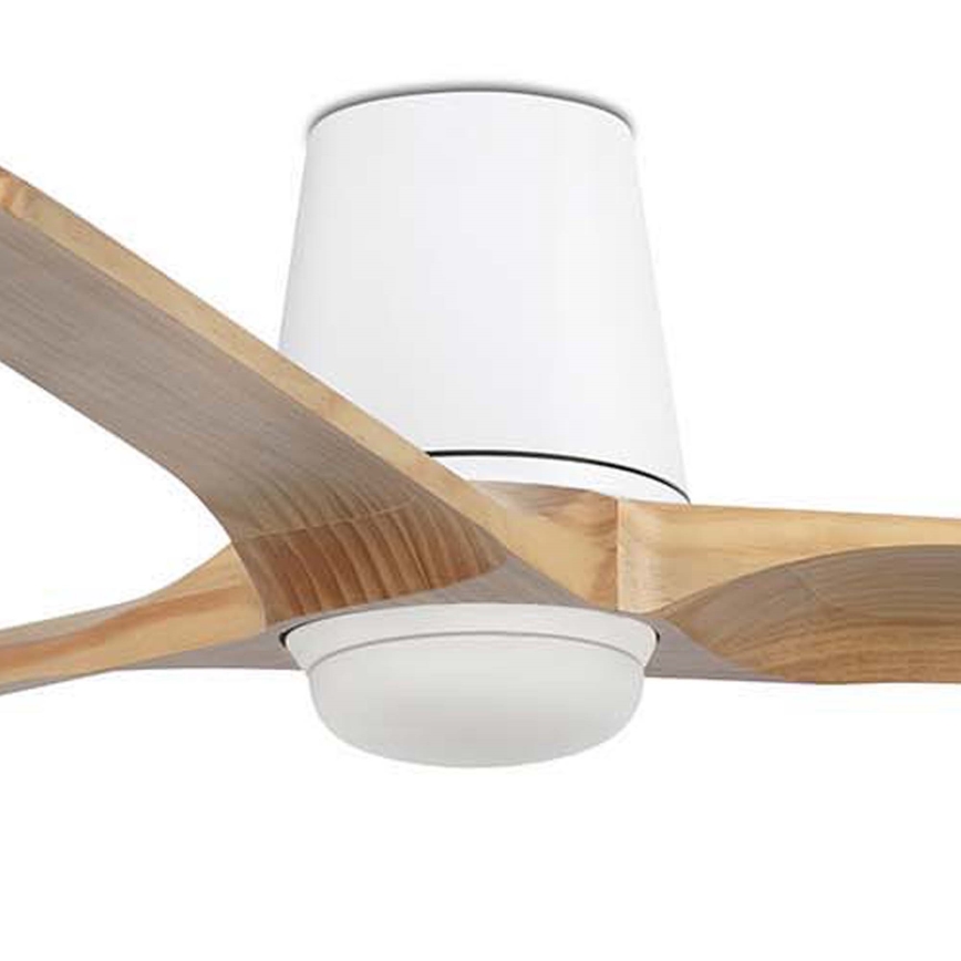 FARO 33838WT-1TW - LED Reguliuojamas lubinis ventiliatorius HEYWOOD TUB L LED/10W/230V 2700/4000/6000K pušis/balta diametras 132 cm Wi-Fi Tuya + nuotolinio valdymo pultas