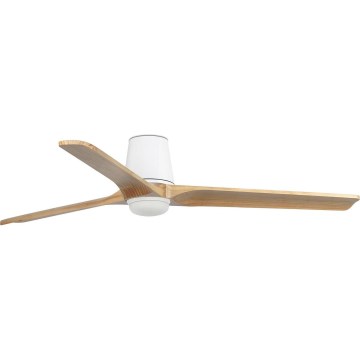 FARO 33838WT-1TW - LED Reguliuojamas lubinis ventiliatorius HEYWOOD TUB L LED/10W/230V 2700/4000/6000K pušis/balta diametras 132 cm Wi-Fi Tuya + nuotolinio valdymo pultas