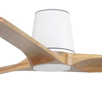 FARO 33838WT - Lubinis ventiliatorius HEYWOOD TUB L pušis/balta, skersmuo 132 cm Wi-Fi Tuya + nuotolinio valdymo pultas