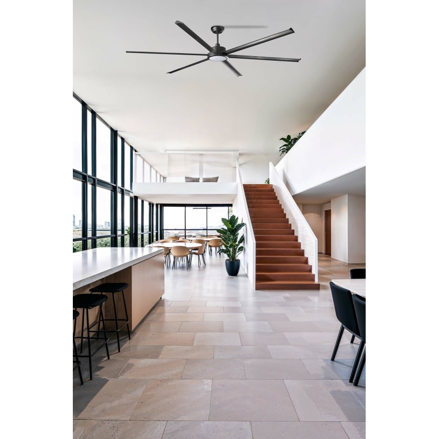 FARO 34207-130 - LED Reguliuojamas lubinis ventiliatorius ROTTERDAM XXL LED/32W/230V juoda diametras 250 cm + nuotolinio valdymo pultas
