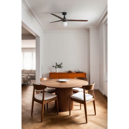 FARO 34276-11L - Lubinis ventiliatorius KLIM L 1xE27/15W/230V graikinis riešutas/juoda diametras 150 cm + nuotolinio valdymo pultas