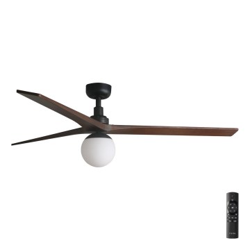FARO 34276-11L - Lubinis ventiliatorius KLIM L 1xE27/15W/230V medis/juoda diametras 150 cm + nuotolinio valdymo pultas