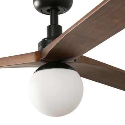 FARO 34276WT-11L - Lubinis ventiliatorius KLIM L 1xE27/15W/230V medis/juoda diametras 150 cm Wi-Fi Tuya + nuotolinio valdymo pultas