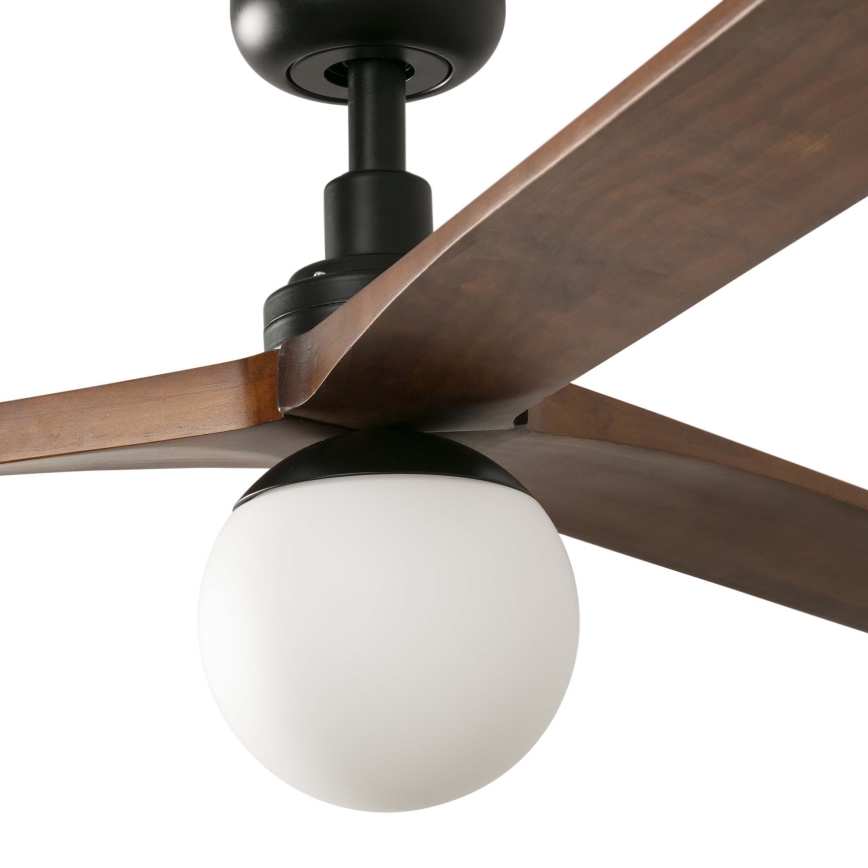 FARO 34276WT-11L - Lubinis ventiliatorius KLIM L 1xE27/15W/230V medis/juoda diametras 150 cm Wi-Fi Tuya + nuotolinio valdymo pultas