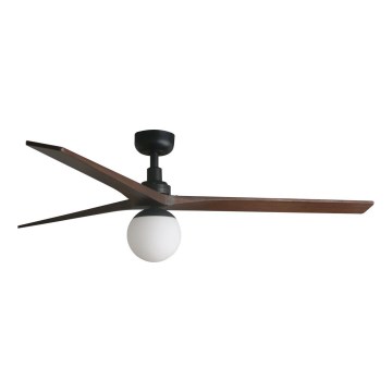 FARO 34276WT-11L - Lubinis ventiliatorius KLIM L 1xE27/15W/230V riešutas/juoda skersmuo 150 cm Wi-Fi Tuya + nuotolinis valdymas