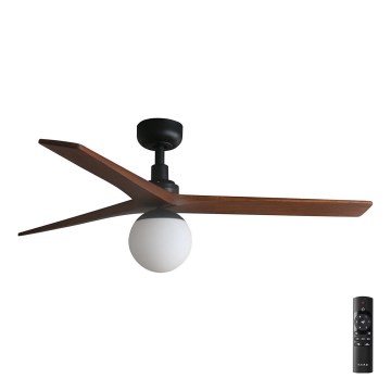 FARO 34277-11L - Lubinis ventiliatorius KLIM M 1xE27/15W/230V medis/juoda diametras 125 cm + nuotolinio valdymo pultas