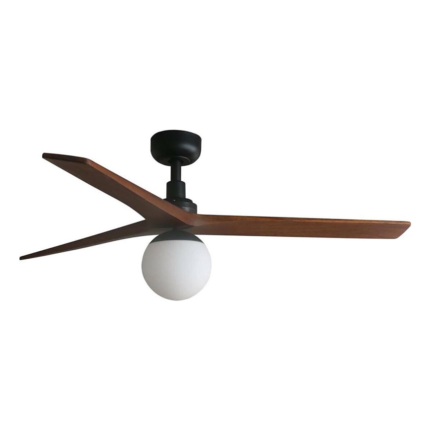 FARO 34277WT-11L - Lubinis ventiliatorius KLIM M 1xE27/15W/230V graikinis riešutas/juoda diametras 125 cm Wi-Fi Tuya + nuotolinio valdymo pultas