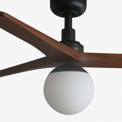 FARO 34277WT-11L - Lubinis ventiliatorius KLIM M 1xE27/15W/230V medis/juoda diametras 125 cm Wi-Fi Tuya + nuotolinio valdymo pultas