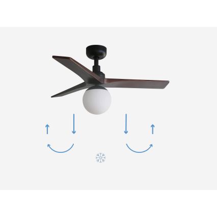 FARO 34278-11L - Lubinis ventiliatorius KLIM S 1xE27/15W/230V medis/juoda diametras 92,5 cm + nuotolinio valdymo pultas
