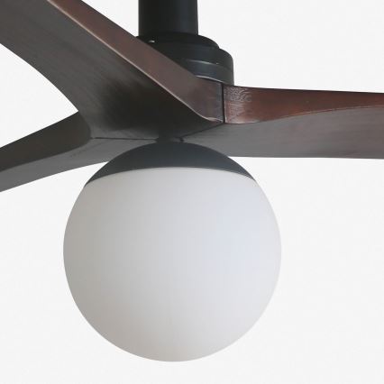 FARO 34278WT-11L - Lubinis ventiliatorius KLIM S 1xE27/15W/230V riešutas/juoda skersmuo 92,5 cm Wi-Fi Tuya + nuotolinis valdymas