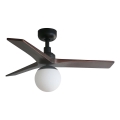 FARO 34278WT-11L - Lubinis ventiliatorius KLIM S 1xE27/15W/230V riešutas/juoda skersmuo 92,5 cm Wi-Fi Tuya + nuotolinis valdymas