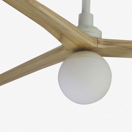 FARO 34279WT-11L - Lubinis ventiliatorius KLIM L 1xE27/15W/230V ąžuolas/balta diametras 150 cm Wi-Fi Tuya + nuotolinio valdymo pultas
