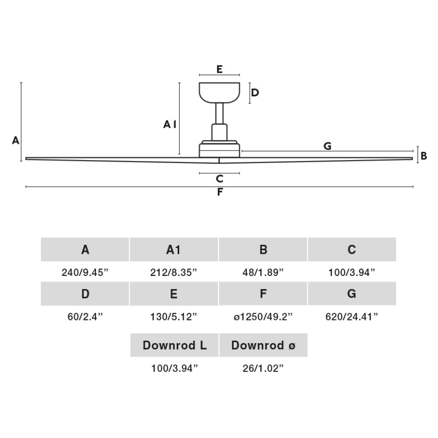 FARO 34280 - Lubinis ventiliatorius KLIM M ruda/balta diametras 125 cm + nuotolinio valdymo pultas