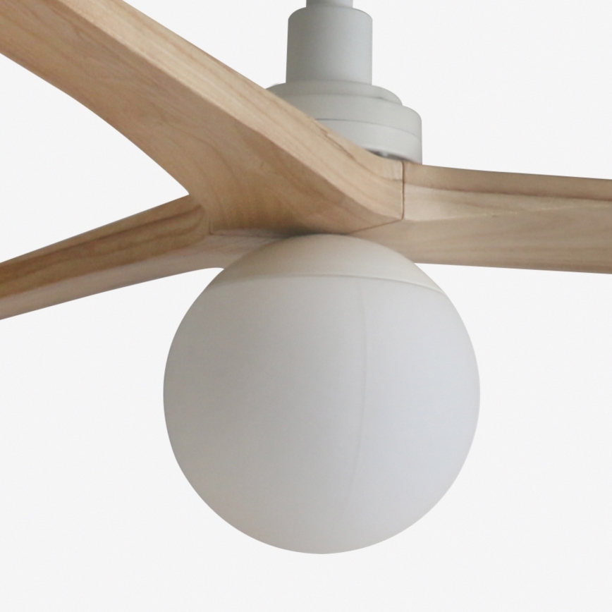 FARO 34280WT-11L - Lubinis ventiliatorius KLIM M 1xE27/15W/230V medis/balta diametras 125 cm Wi-Fi Tuya + nuotolinio valdymo pultas