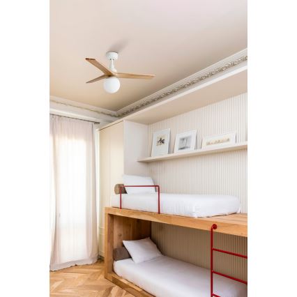 FARO 34281-11L - Lubinis ventiliatorius KLIM S 1xE27/15W/230V pušis/balta diametras 92,5 cm + nuotolinio valdymo pultas