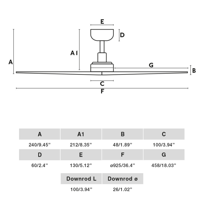 FARO 34281 - Lubinis ventiliatorius KLIM S pušis/balta diametras 92,5 cm + nuotolinio valdymo pultas