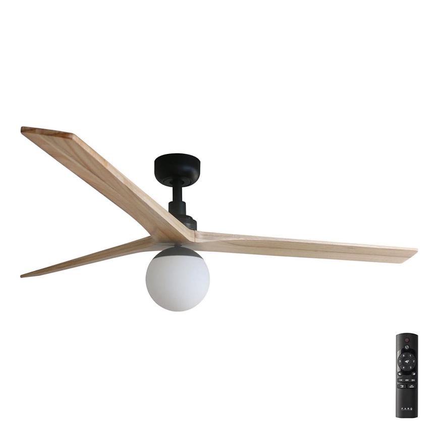FARO 34282-11L - Lubinis ventiliatorius KLIM L 1xE27/15W/230V pušis/juoda diametras 150 cm + nuotolinio valdymo pultas