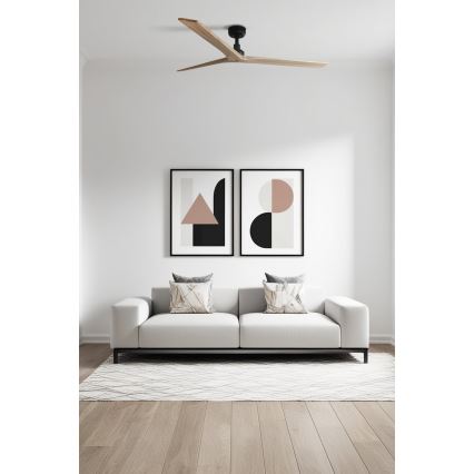 FARO 34282 - Lubinis ventiliatorius KLIM L pušis/juoda diametras 150 cm + nuotolinio valdymo pultas