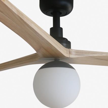 FARO 34282WT-11L - Lubinis ventiliatorius KLIM L 1xE27/15W/230V medis/juoda diametras 150 cm Wi-Fi Tuya + nuotolinio valdymo pultas