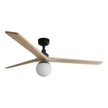 FARO 34282WT-11L - Lubinis ventiliatorius KLIM L 1xE27/15W/230V pušis/juoda skersmuo 150 cm Wi-Fi Tuya + nuotolinis valdymas