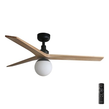 FARO 34283-11L - Lubinis ventiliatorius KLIM M 1xE27/15W/230V medis/juoda diametras 125 cm + nuotolinio valdymo pultas