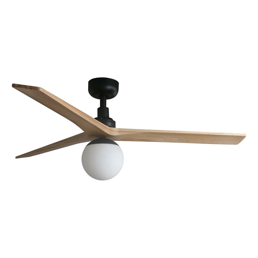 FARO 34283WT-11L - Lubinis ventiliatorius KLIM M 1xE27/15W/230V pušis/juoda diametras 125 cm Wi-Fi Tuya + nuotolinio valdymo pultas