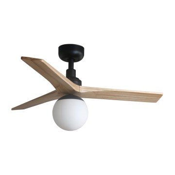 FARO 34284-11L - Lubinis ventiliatorius KLIM S 1xE27/15W/230V medis/juoda diametras 92,5 cm + nuotolinio valdymo pultas