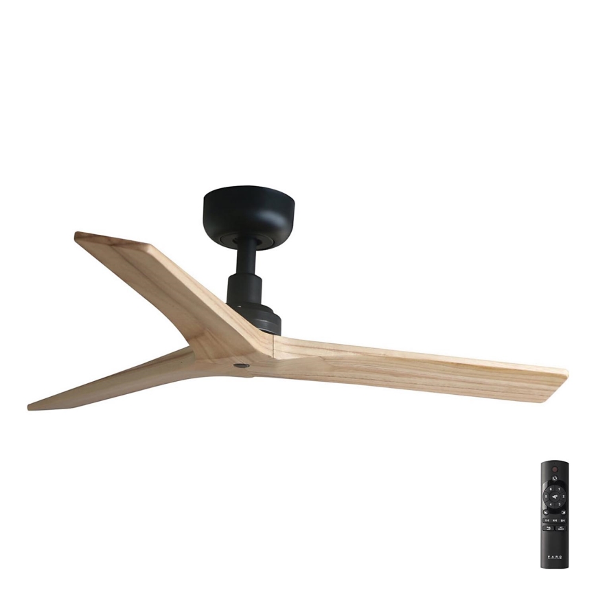 FARO 34284 - Lubinis ventiliatorius KLIM S pušis/juoda diametras 92,5 cm + nuotolinio valdymo pultas