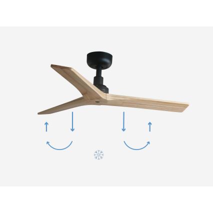 FARO 34284 - Lubinis ventiliatorius KLIM S pušis/juoda diametras 92,5 cm + nuotolinio valdymo pultas