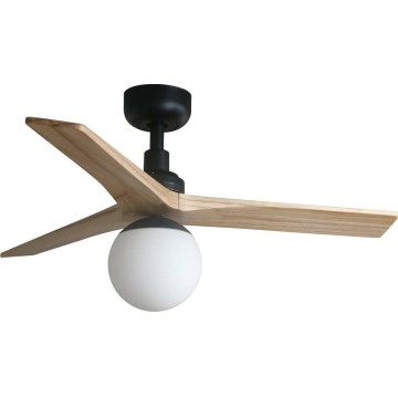 FARO 34284WT-11L - Lubinis ventiliatorius KLIM S 1xE27/15W/230V pušis/juoda diametras 92,5 cm Wi-Fi Tuya + nuotolinio valdymo pultas