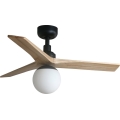 FARO 34284WT-11L - Lubinis ventiliatorius KLIM S 1xE27/15W/230V pušis/juoda skersmuo 92,5 cm Wi-Fi Tuya + nuotolinis valdymas