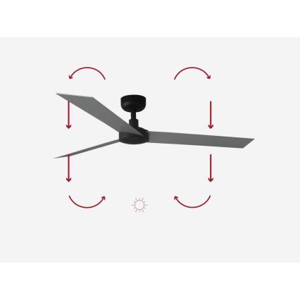 FARO 34286 - Lubinis ventiliatorius CRUISER L juodas diametras 132 cm + nuotolinio valdymo pultas