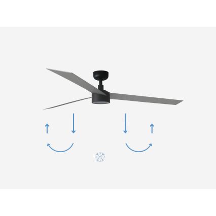 FARO 34287-1TW - LED Pritemdomas lubinis ventiliatorius CRUISER XL LED/18W/230V 2700/4000/6500K d. 160 cm juodas/pilkas + valdymo pultas
