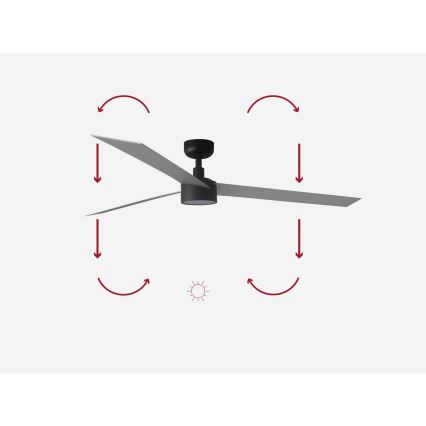 FARO 34287-1TW - LED Pritemdomas lubinis ventiliatorius CRUISER XL LED/18W/230V 2700/4000/6500K d. 160 cm juodas/pilkas + valdymo pultas