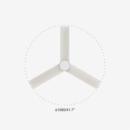 FARO 34288-1TW - Dimeriuojamas CRUISER LED ventiliatorius/20 W/230 V, skersmuo 106 cm, 2700/3000/4000 K + nuotolinis valdymas