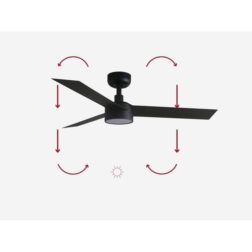 FARO 34289-1TW - LED Pritemdomas lubinis ventiliatorius CRUISER S LED/18W/230V 2700/4000/6500K diametras 106 cm juodas + nuotolinio valdymo pultas