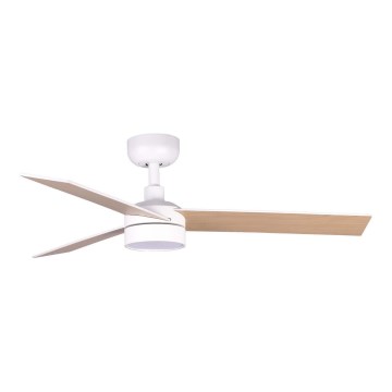 FARO 34295WT1S - Dimeriuojamas LED lubinis ventiliatorius RUDDER S LED/18W/230V 2700/3000/4000K skersm. 106 cm smėlio/balta Wi‑Fi Tuya + nuotolinis valdymas