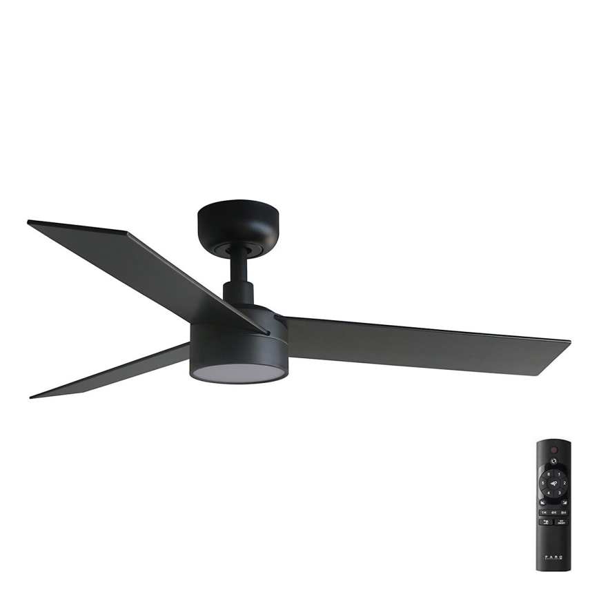 FARO 34296-1TW - LED reguliuojamas lubų ventiliatorius RUDDER S LED/18W/230V 2700/4000/6500K skersmuo 106 cm juodas + nuotolinio valdymo pultas